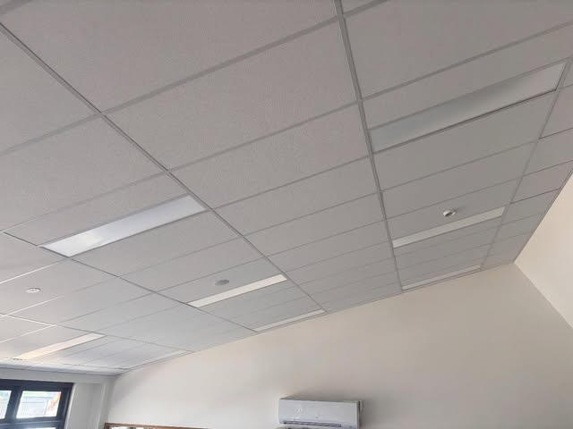 Office suspended ceiling fitted with recessed LED panels